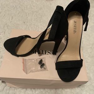 Black open toe heels